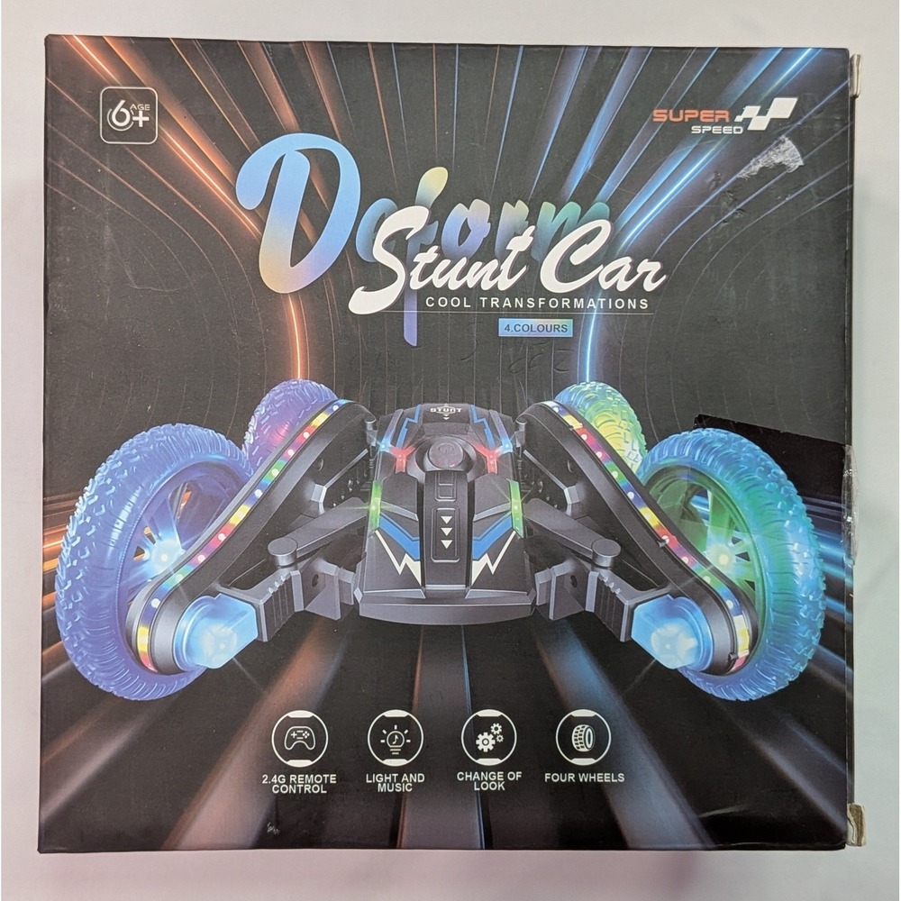 Aiqi Deform Stunt Car Kids OS Blue New RC Remote Control Light Up Transforming